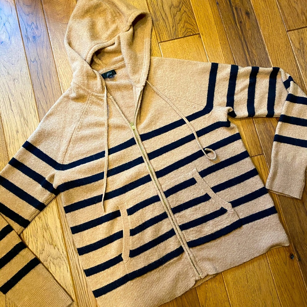J.Crew Zip-up Strip Sweater in “Super-soft” Yarn